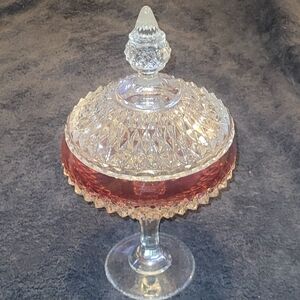Indiana Glass Red and Clear Holiday Candy Dish